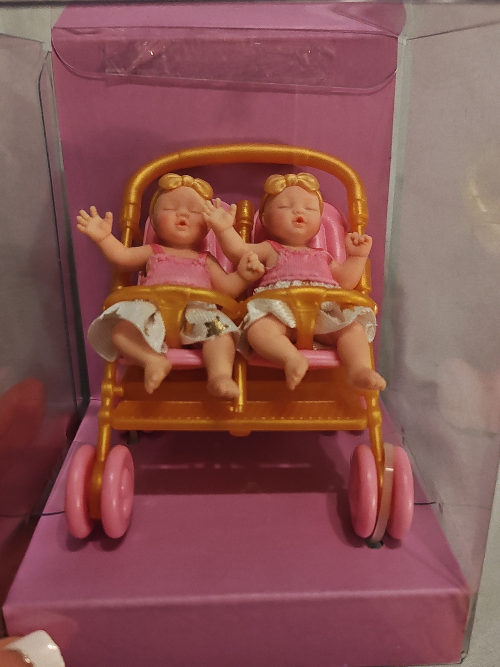 Miniverse Rare Twin Baby Girls Pink Double Stroller